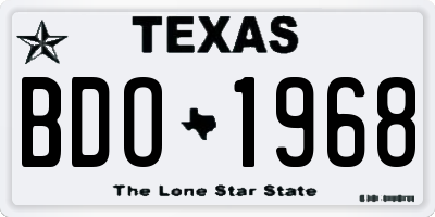 TX license plate BDO1968