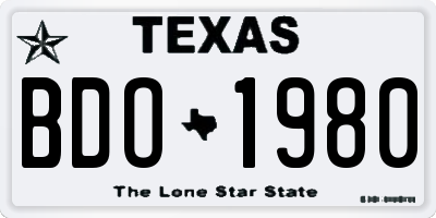 TX license plate BDO1980