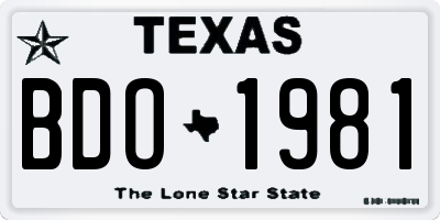 TX license plate BDO1981