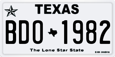 TX license plate BDO1982