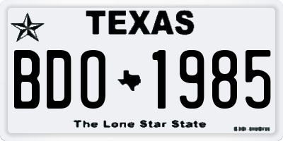 TX license plate BDO1985