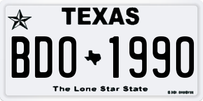 TX license plate BDO1990