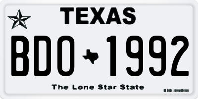 TX license plate BDO1992