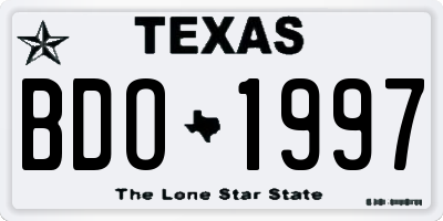TX license plate BDO1997