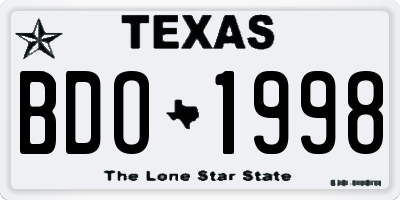 TX license plate BDO1998