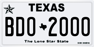 TX license plate BDO2000