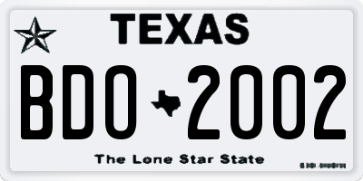 TX license plate BDO2002