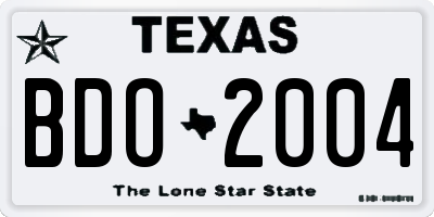 TX license plate BDO2004