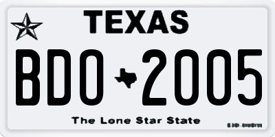 TX license plate BDO2005