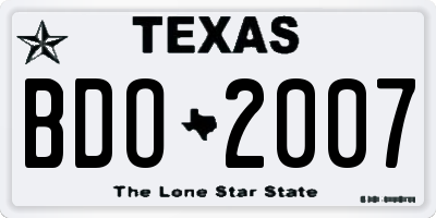 TX license plate BDO2007