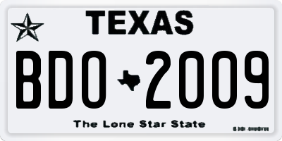 TX license plate BDO2009