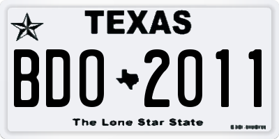 TX license plate BDO2011