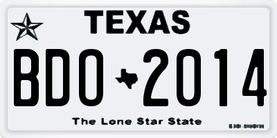 TX license plate BDO2014