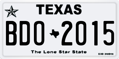 TX license plate BDO2015