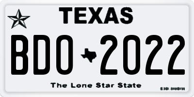 TX license plate BDO2022