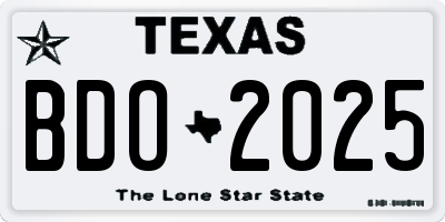 TX license plate BDO2025