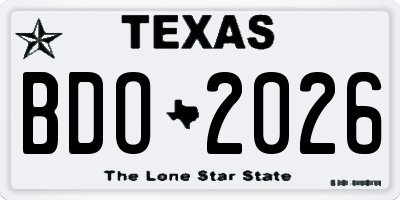 TX license plate BDO2026