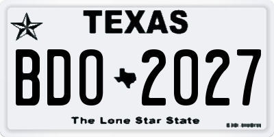 TX license plate BDO2027