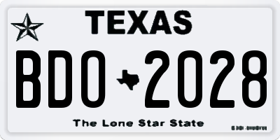 TX license plate BDO2028