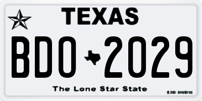 TX license plate BDO2029