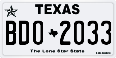 TX license plate BDO2033