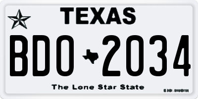 TX license plate BDO2034