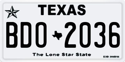 TX license plate BDO2036