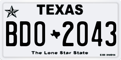 TX license plate BDO2043