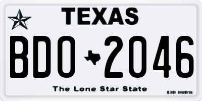 TX license plate BDO2046