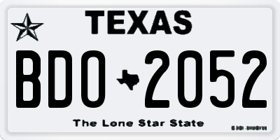 TX license plate BDO2052