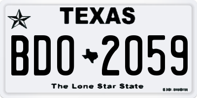 TX license plate BDO2059