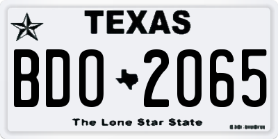 TX license plate BDO2065