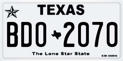 TX license plate BDO2070