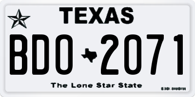 TX license plate BDO2071