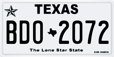 TX license plate BDO2072
