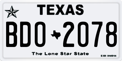 TX license plate BDO2078