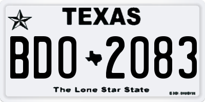 TX license plate BDO2083