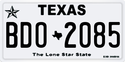 TX license plate BDO2085