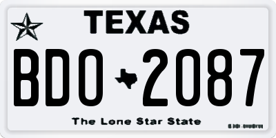 TX license plate BDO2087