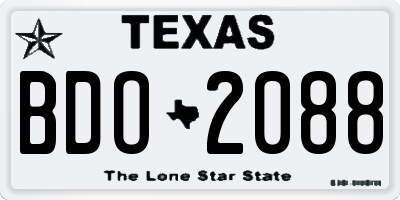 TX license plate BDO2088