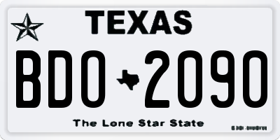 TX license plate BDO2090