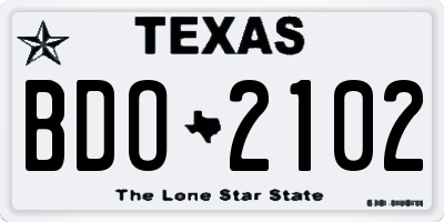 TX license plate BDO2102