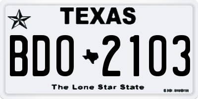 TX license plate BDO2103
