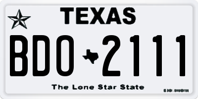 TX license plate BDO2111