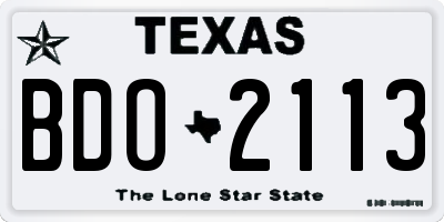 TX license plate BDO2113