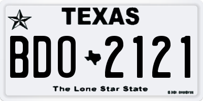 TX license plate BDO2121