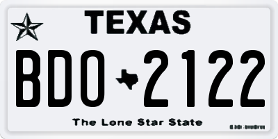 TX license plate BDO2122