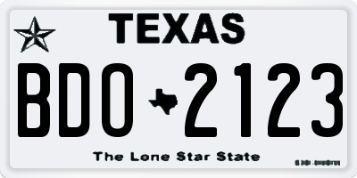 TX license plate BDO2123