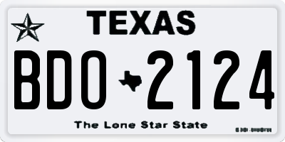 TX license plate BDO2124