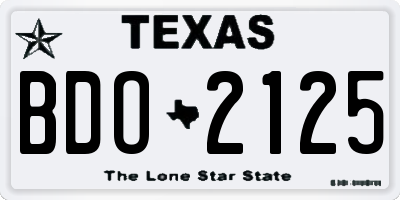 TX license plate BDO2125